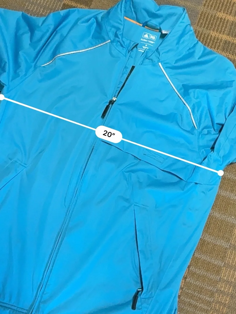Adidas Jacket Men’s Medium Blue CLIMAPROOF Full Zip Windbreaker Golf Lightweight